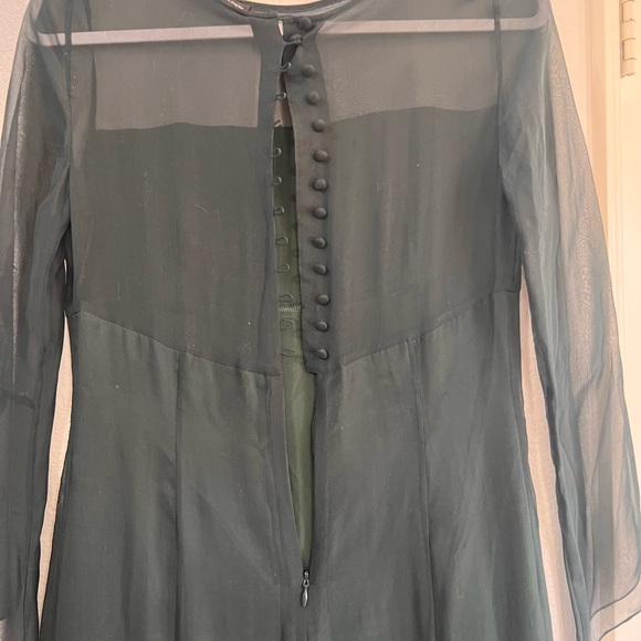 Adrienne Vittadini Black Sheer Long-Sleeve Midi Dress - Picture 5 of 7